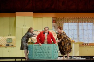 Jennifer Johnson Cano, Ambrogio Maestri, and Stephanie Blythe in the Met's Falstaff; photo by Ken Howard