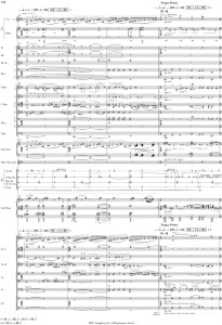 page from score of Ives/4th Symphony 